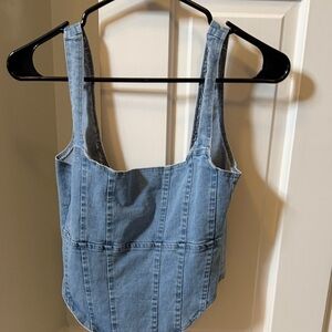 REVOLVE Light Blue Denim Crop Top